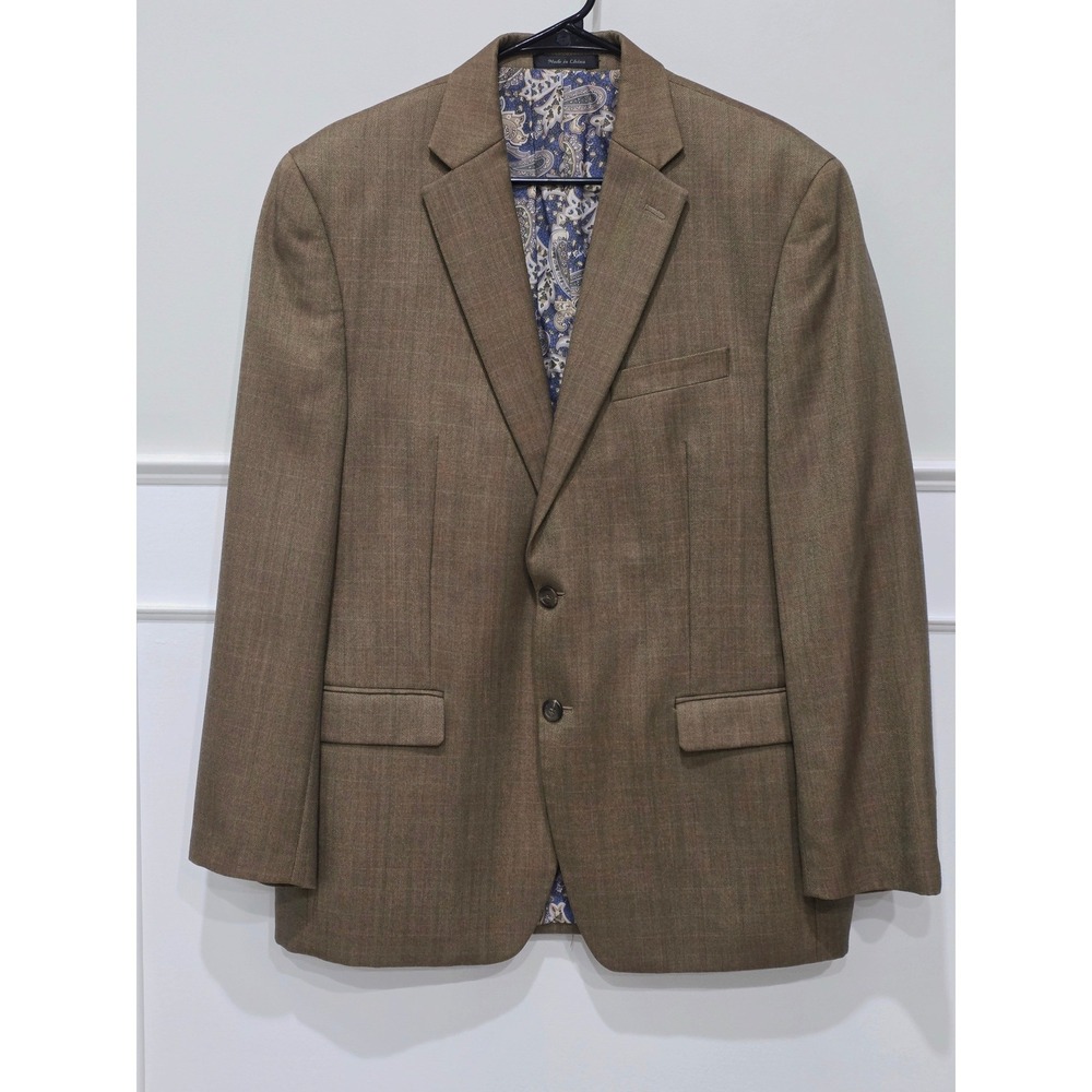 Lauren Ralph Lauren Mens Brown Herringbone Blazer Sport Coat 42R Paisley Lining